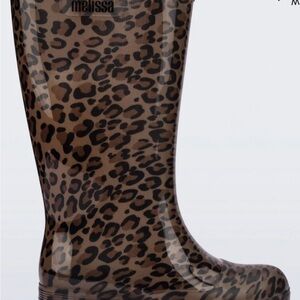 VGUC Translucent Cheetah Glitter Rain Boots